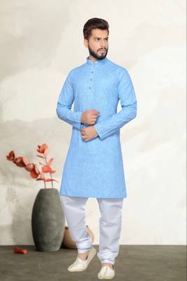 Blue Cotton Kurta Pajama 1