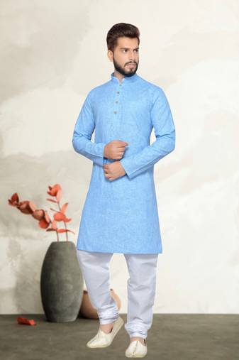 Blue Cotton Kurta Pajama