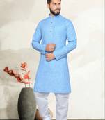 Blue Cotton Kurta Pajama