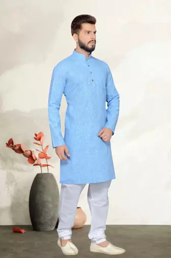 Blue Cotton Kurta Pajama