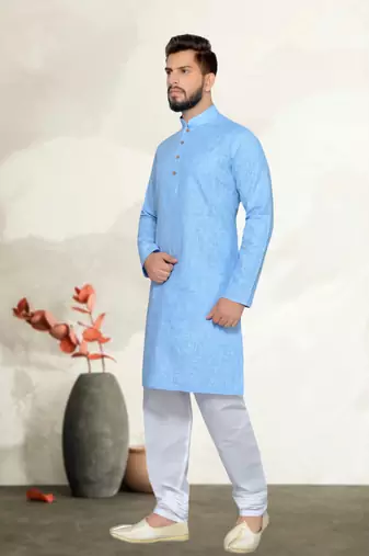 Blue Cotton Kurta Pajama