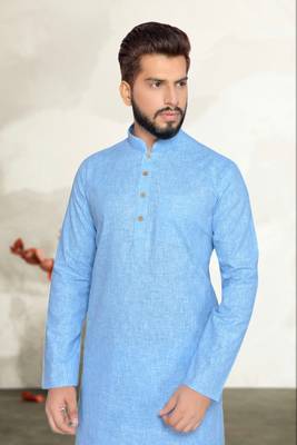 Blue Cotton Kurta Pajama 4