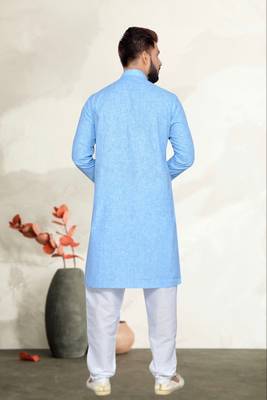 Blue Cotton Kurta Pajama 5