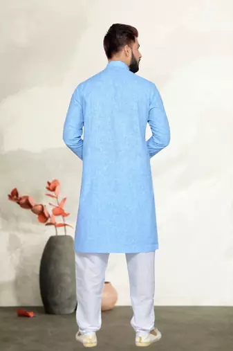 Blue Cotton Kurta Pajama