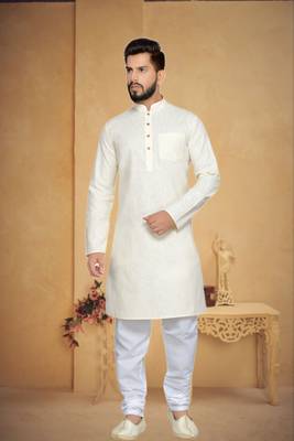 Cream Cotton Kurta Pajama 1