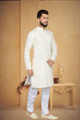 Cream Cotton Kurta Pajama 2