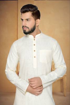 Cream Cotton Kurta Pajama 4