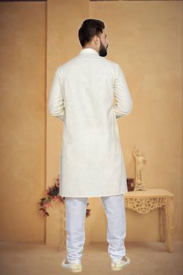 Cream Cotton Kurta Pajama 5