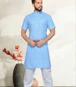 Blue Cotton Kurta Pajama