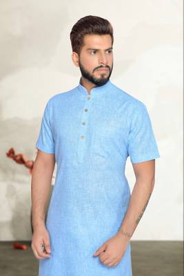 Blue Cotton Kurta Pajama 4