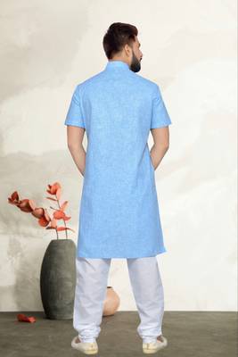 Blue Cotton Kurta Pajama 5