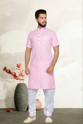 Pink Cotton Kurta Pajama 1