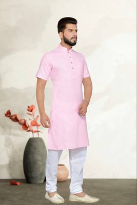 Pink Cotton Kurta Pajama 3