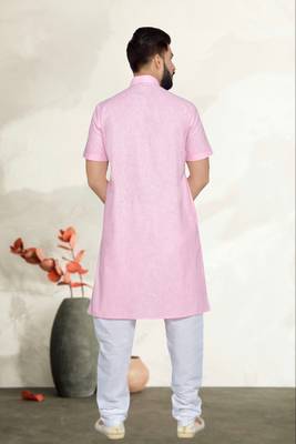 Pink Cotton Kurta Pajama 5
