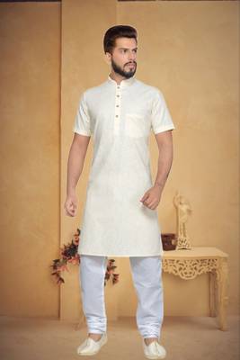 Cream Cotton Kurta Pajama 1