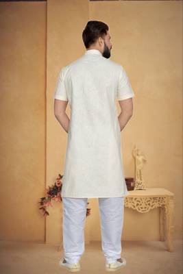 Cream Cotton Kurta Pajama 5