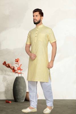 Yellow Cotton Kurta Pajama 1