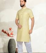 Yellow Cotton Kurta Pajama
