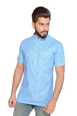 Blue Cotton Men Kurtas 4