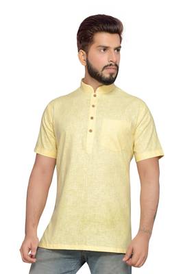 Yellow Cotton Men Kurtas 1
