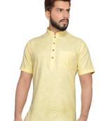 Yellow Cotton Men Kurtas