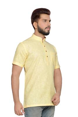Yellow Cotton Men Kurtas 2