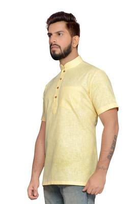 Yellow Cotton Men Kurtas 3