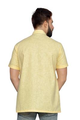 Yellow Cotton Men Kurtas 5