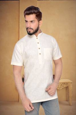 Cream Cotton Men Kurtas 1