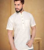 Cream Cotton Men Kurtas