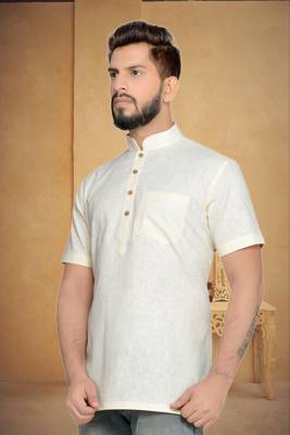 Cream Cotton Men Kurtas 4