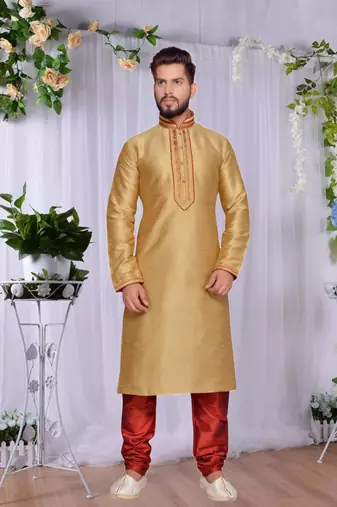 Gold  Doby Dupion Kurta Pajama