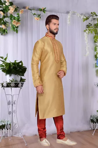 Gold  Doby Dupion Kurta Pajama