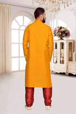 Mustard  Art Silk Kurta Pajama 5