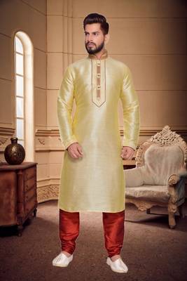 Gold Art Silk Kurta Pajama 2