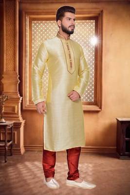 Gold Art Silk Kurta Pajama 1