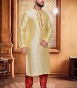 Gold Art Silk Kurta Pajama
