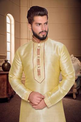 Gold Art Silk Kurta Pajama 4