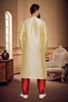 Gold Art Silk Kurta Pajama 5