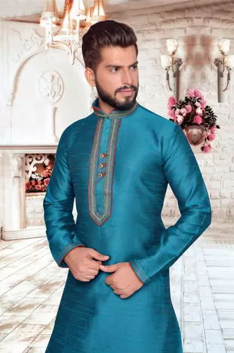 Rama Green Art Silk Kurta Pajama
