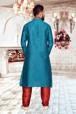 Rama Green Art Silk Kurta Pajama 5