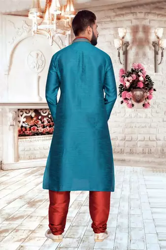Rama Green Art Silk Kurta Pajama