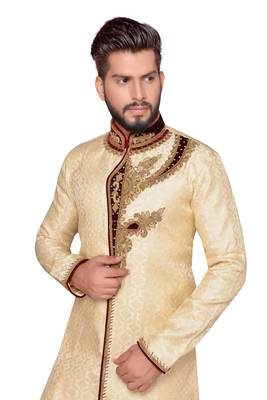 Gold Brocket Indo Western Dresses 4