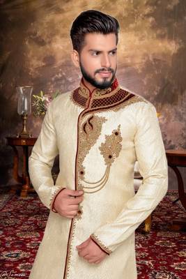 Gold Brocket Indo Western Dresses 4