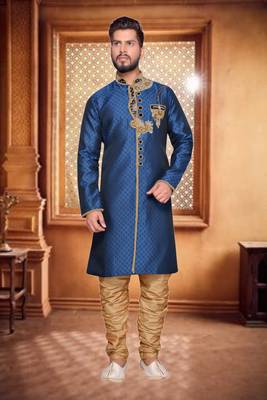 Navy Blue Brocket Indo Western Dresses 1