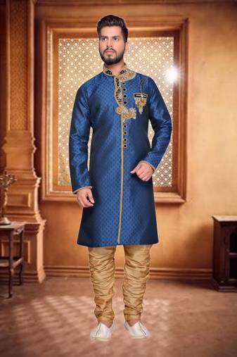 Navy Blue Brocket Indo Western Dresses