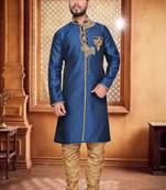 Navy Blue Brocket Indo Western Dresses