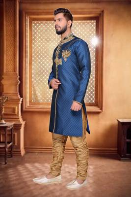 Navy Blue Brocket Indo Western Dresses 2