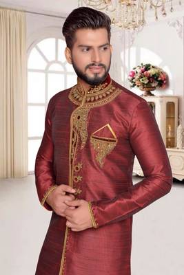 Maroon Brocket Indo Western Dresses 4
