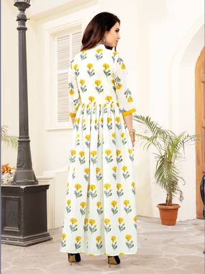 White printed cotton poly kurti 2
